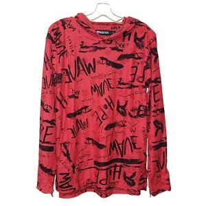 Black Keys Men's Distress Graffiti Hoodie Shirt S‎ Streetwear Skater Y2K Sporty